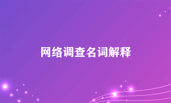 网络调查名词解释