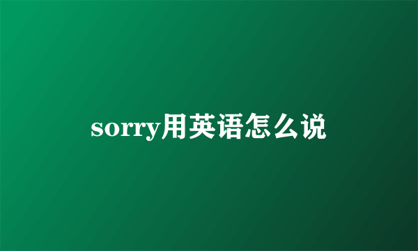 sorry用英语怎么说