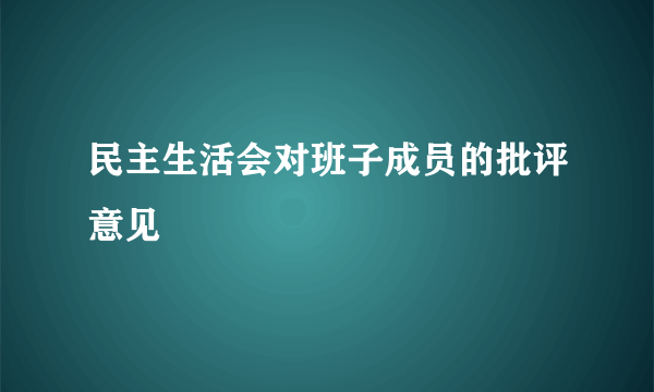 民主生活会对班子成员的批评意见