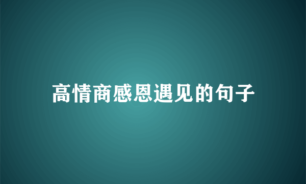 高情商感恩遇见的句子
