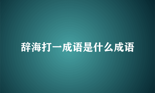 辞海打一成语是什么成语