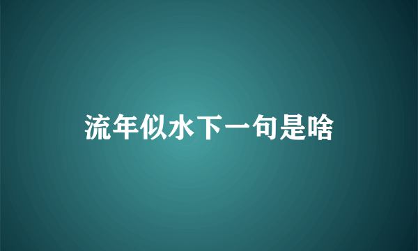 流年似水下一句是啥