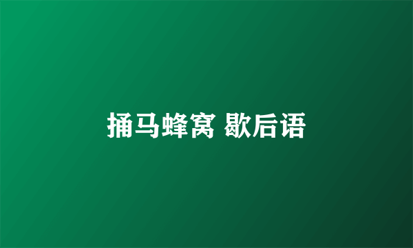 捅马蜂窝 歇后语