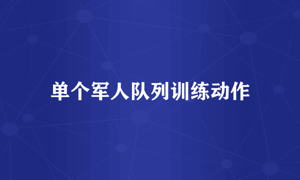 单个军人队列训练动作