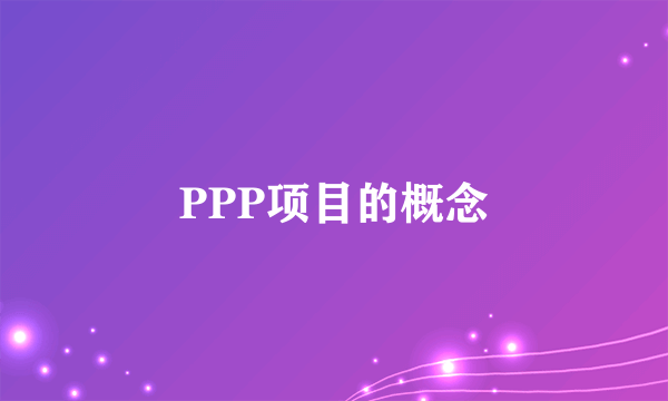 PPP项目的概念
