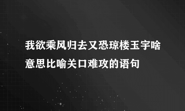 我欲乘风归去又恐琼楼玉宇啥意思比喻关口难攻的语句