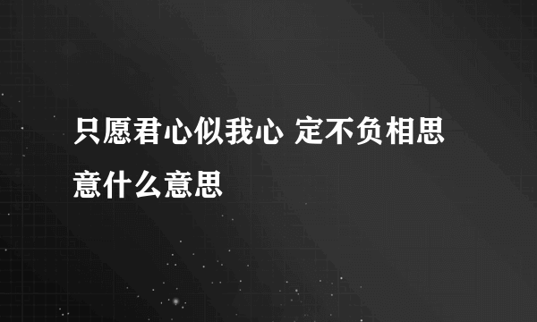只愿君心似我心 定不负相思意什么意思