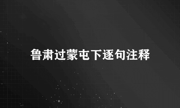 鲁肃过蒙屯下逐句注释