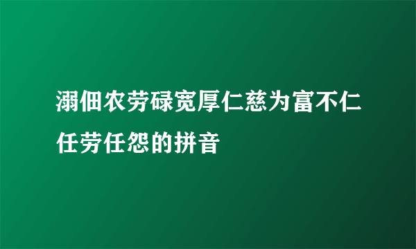 溺佃农劳碌宽厚仁慈为富不仁任劳任怨的拼音