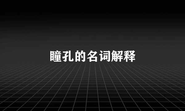 瞳孔的名词解释