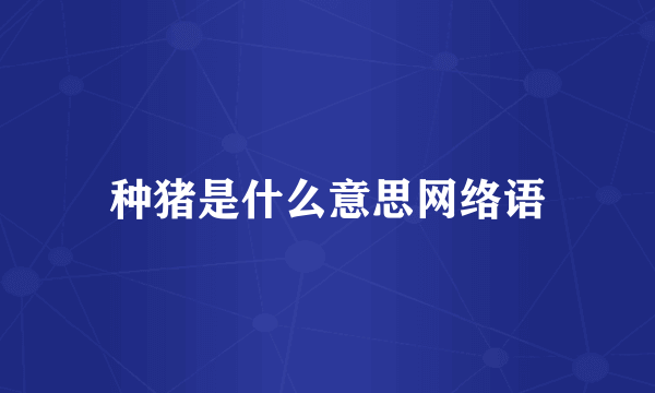种猪是什么意思网络语