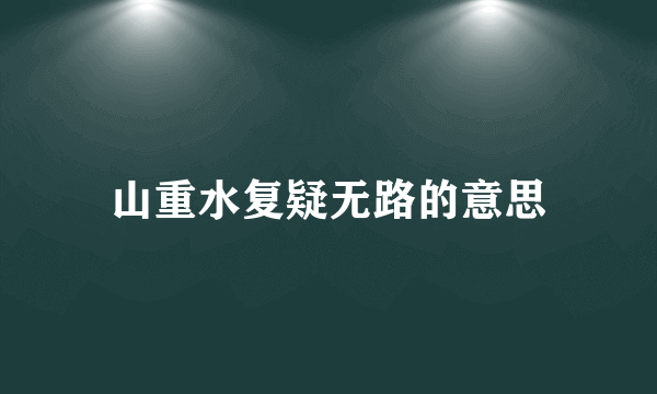 山重水复疑无路的意思