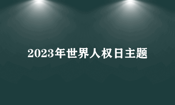 2023年世界人权日主题