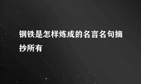 钢铁是怎样炼成的名言名句摘抄所有