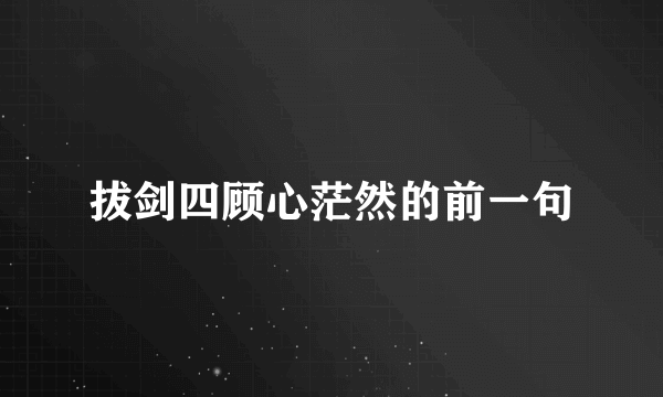 拔剑四顾心茫然的前一句