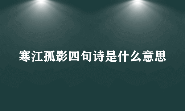 寒江孤影四句诗是什么意思