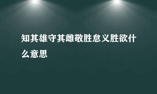 知其雄守其雌敬胜怠义胜欲什么意思