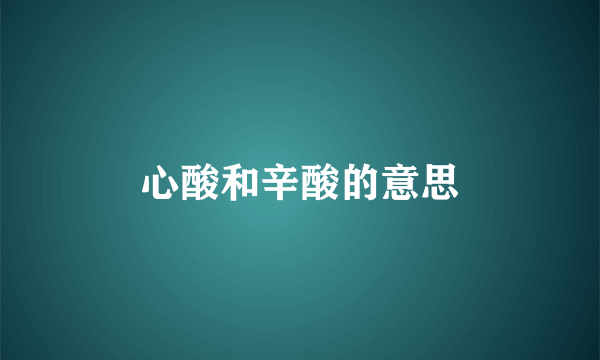 心酸和辛酸的意思