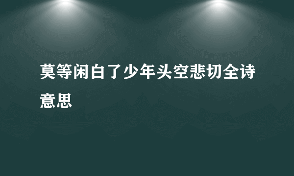 莫等闲白了少年头空悲切全诗意思