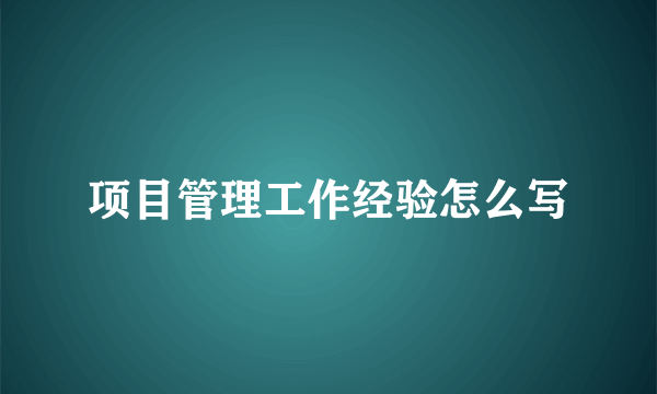 项目管理工作经验怎么写