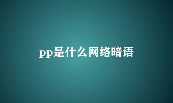pp是什么网络暗语