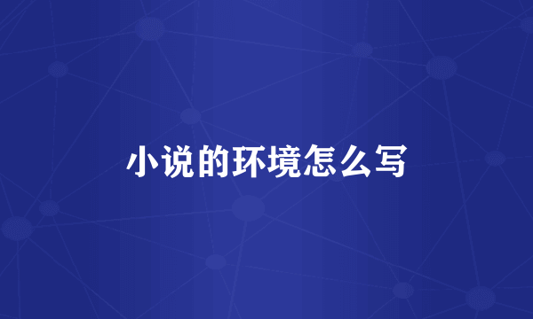 小说的环境怎么写