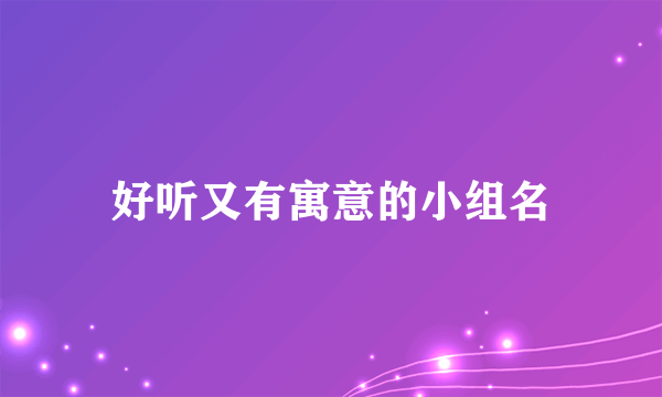 好听又有寓意的小组名