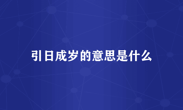 引日成岁的意思是什么