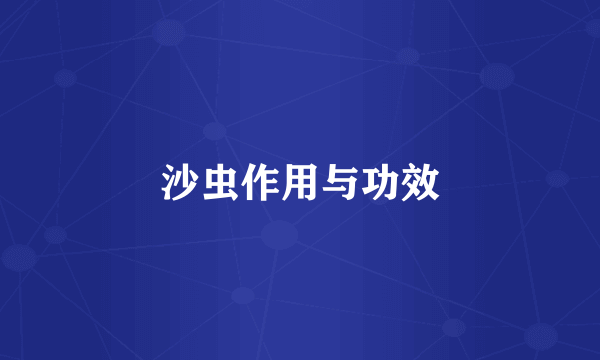沙虫作用与功效