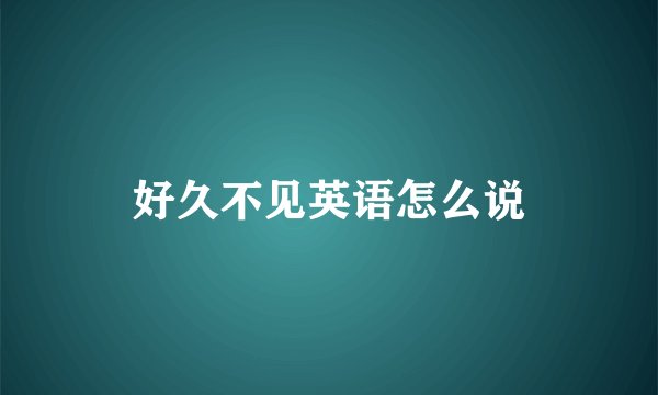好久不见英语怎么说