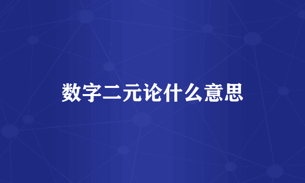 数字二元论什么意思