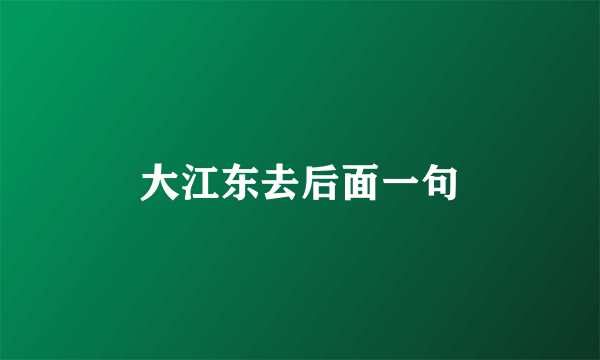 大江东去后面一句