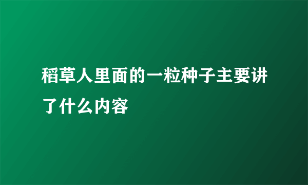 稻草人里面的一粒种子主要讲了什么内容