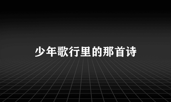 少年歌行里的那首诗