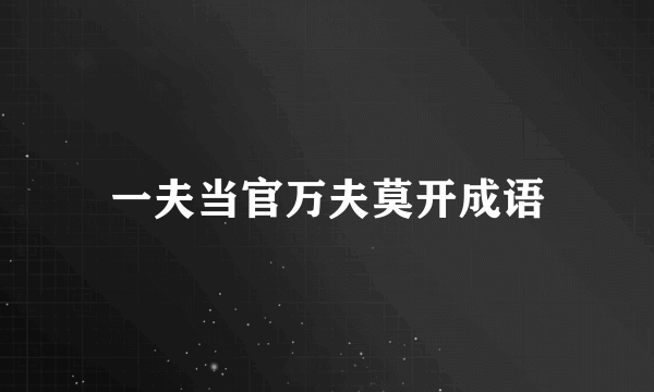 一夫当官万夫莫开成语