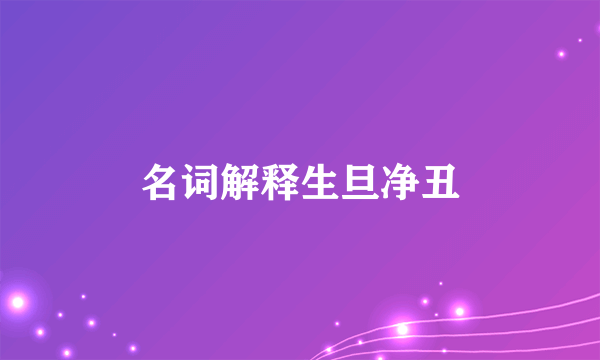 名词解释生旦净丑