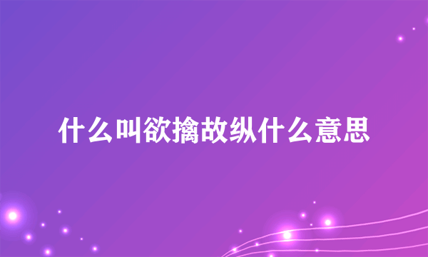 什么叫欲擒故纵什么意思