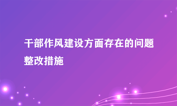 干部作风建设方面存在的问题整改措施