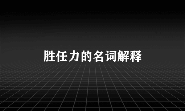 胜任力的名词解释