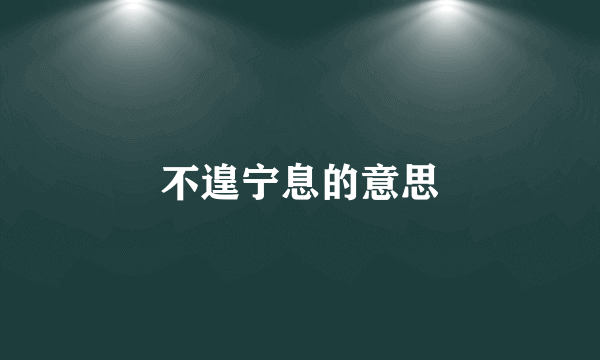不遑宁息的意思