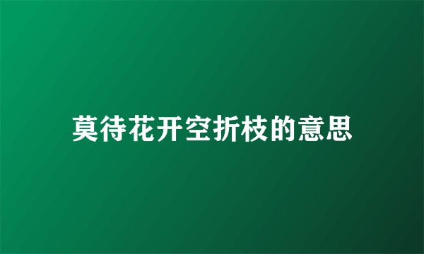 莫待花开空折枝的意思