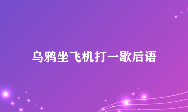 乌鸦坐飞机打一歇后语
