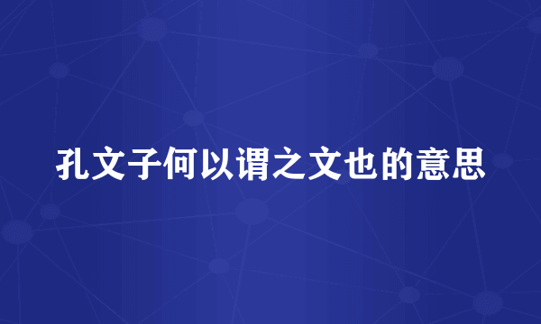 孔文子何以谓之文也的意思