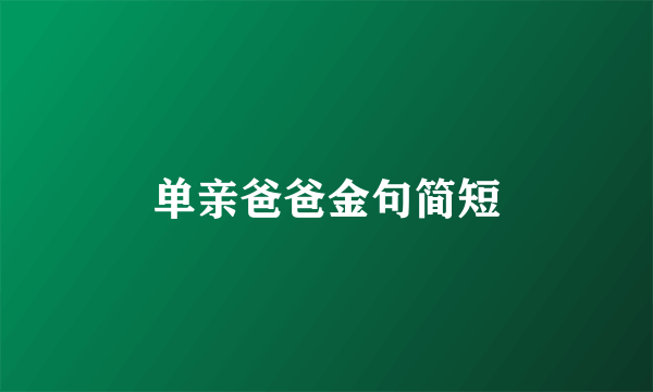 单亲爸爸金句简短