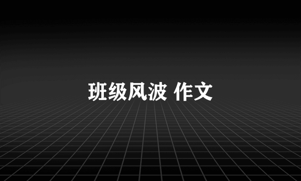 班级风波 作文