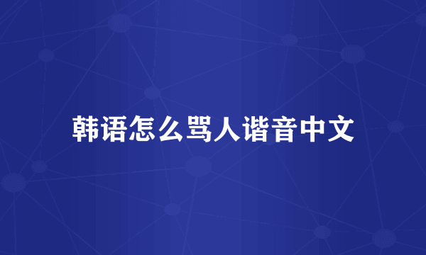 韩语怎么骂人谐音中文