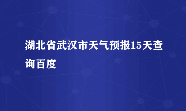 湖北省武汉市天气预报15天查询百度