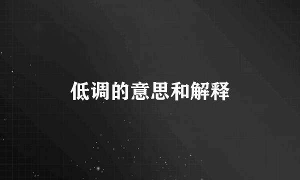 低调的意思和解释