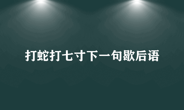 打蛇打七寸下一句歇后语