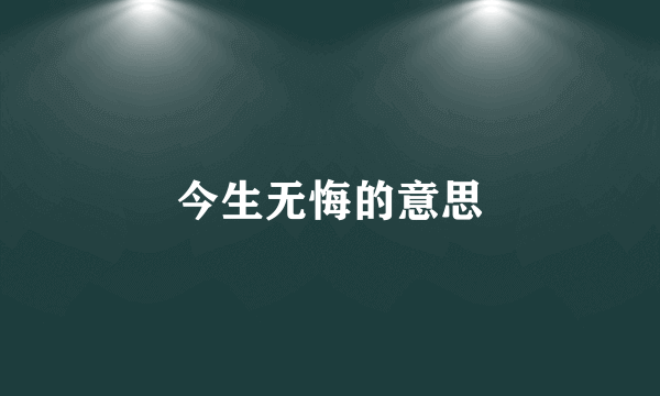今生无悔的意思